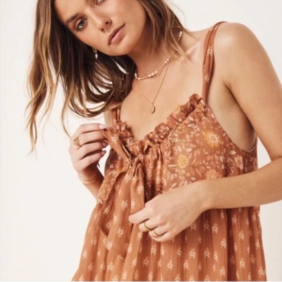 SPELL & THE GYPSY Utopia strappy floral Cinnamon sundress - Picture 5 of 11